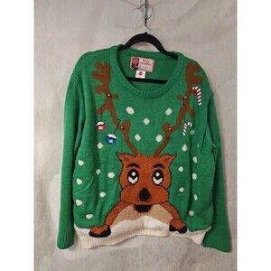 Festive Holiday Reindeer Light-Up Christmas Sweater